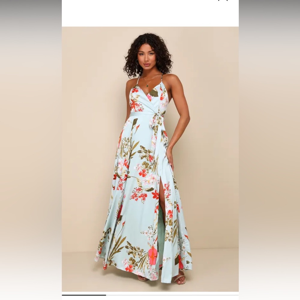 Still the One Sage Green Floral Print Satin Maxi Dress